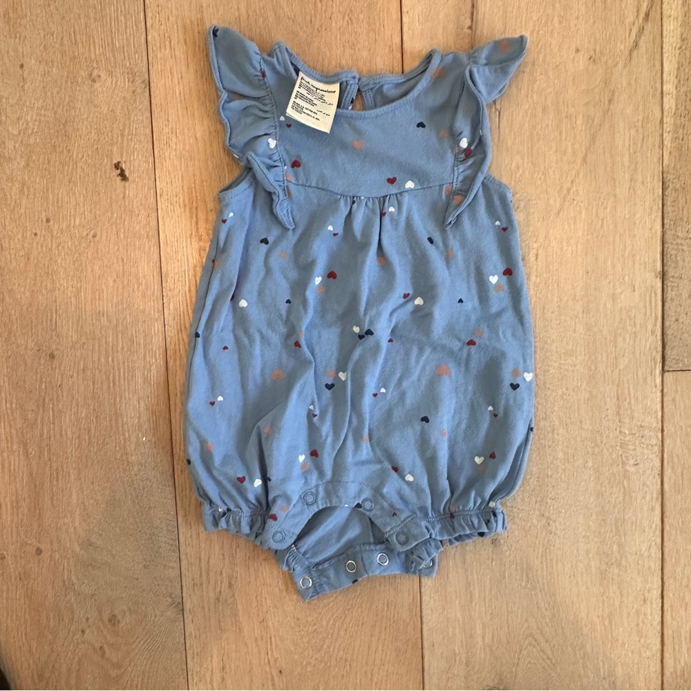 First Impressions Blue Heart Print One Piece